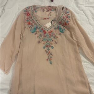 Johnny Was Floral Embroidered Top